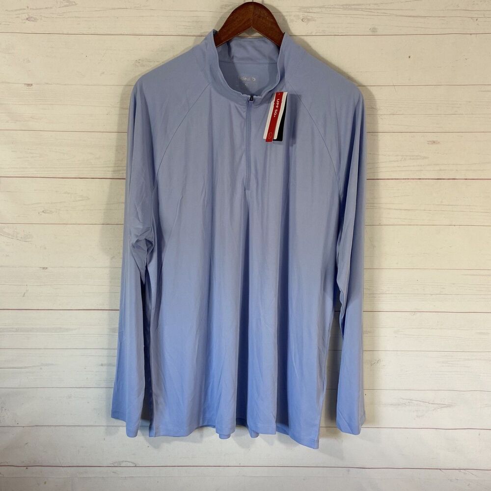 Baleaf Mens 1/4 Zip Long Sleeve Pullover Activewear Shirt XL Blue Performance